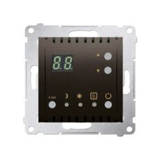 Termostat s displejem, vestavěný senzor teploty, 16(2) A, 230V, hnědá matná