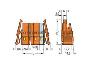 Pružinová svorka CAGE CLAMP 2,5mm2 oranžová 5pól. WAGO 231-705/037-000