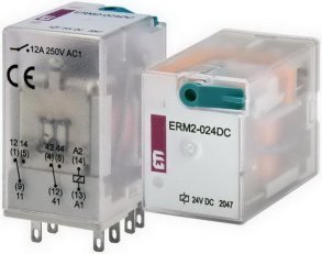 Paticové relé ERM2-024DC, kontakty 2xCO,12A, 24V DC ETI 002473000