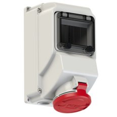zásuvka nástěnná 5P, 32A/400V, 6h, IP44, s DIN a okénkem PCE 75253-6