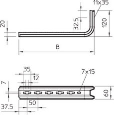 OBO 6364675 Nástěnný a závěsný výložník TP TPSA 345 FT
