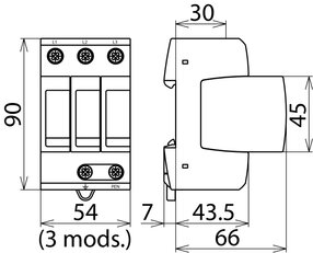 Svodič přepětí DEHNguard M 3-pólový pro TN-C systémy 952303