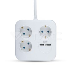 3 Ways Socket With USB Square 3G 1.55MM*