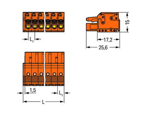 Pružinová svorka CAGE CLAMP oranžová 2,5mm2 2pól. oranžová WAGO 2231-302/026-000