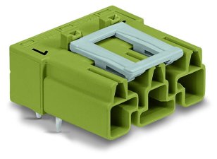 Konektor na desky plošných spojů, úhlové, 3pól., světle zelená