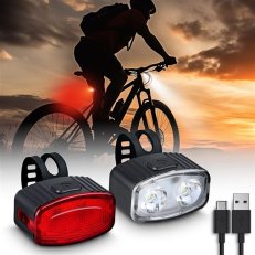 Set nabíjecích cyklo svítilen 160lm přední zadní červená Li-Ion USB SOLIGHT WN47