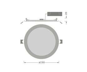 DOWNLIGHT SLIM ROUND 190 E 18W 830 WT LEDVANCE 4099854492068