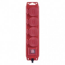 Prodlužovací kabel 3m/4 zásuvky/s vypínačem/černo-červený/guma-neopren/1,5mm2