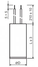 Mot. kondenzátor 40uF j.faston 6,3mm