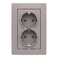 Dvojzásuvka ABB ZONI s clonkami, bezšroub., greige / bílá 5522T-C03458 144