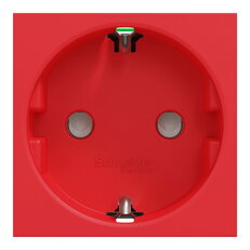 Zásuvka SCHUKO NOVÁ UNICA 2P+E 250V/16A, clonky, bezšroubová, Červená