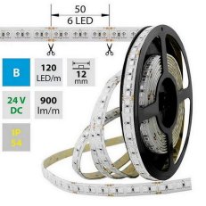 LED pásek SMD5050 modrý, 120LED/m, 28,8W/m, 900lm/m, IP54, DC 24V, 12mm, 5m