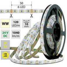 LED pásek SMD2835 WW, 120LED/m, 14W/m, 1040lm/m, IP54, DC 24V, 10mm, 5m