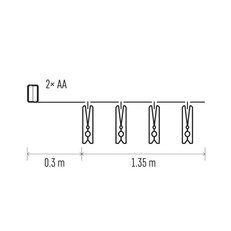 LED girlanda - 5x plastové kolíčky, 2xAA, teplá bílá, časovač