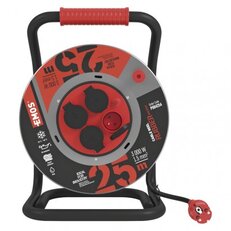 Venkovní prodlužovací kabel na bubnu 25 m 4 zás. černý guma-neopren 230V 1,5mm2