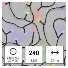 LED vánoční řetěz, 24 m, venkovní i vnitřní, multicolor, programy EMOS D4AM10