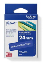 Páska BROTHER TZe-555,  modrá/bílá (24mm, laminované)