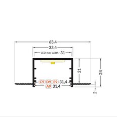 AL profil FKU78-05 pro LED, bez plexi, 1m, surový FK TECHNICS 4739571