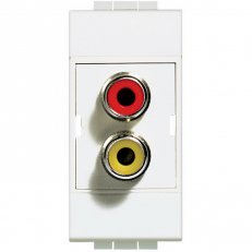 BTICINO LIVINGLIGHT ZÁSUVKA 2XRCA PŘIPOJENÍ PÁJKOVÁNÍM 1MODULOVÁ BÍLÁ N4269R