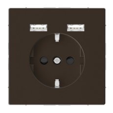 Zásuvka Merten D-Life SCHUKO 250V + 2xUSB 2.4A 16A kov Mocca MTN2366-6052
