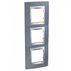 Schneider MGU66.006V.097 Krycí rámeček Top trojnásobný vert., Metal Grey/alu