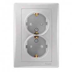 Sedna Zásuvka dvojnásobná Schuko 2x(2P+PE) clonky Aluminium SCHNEIDER SDN3000460