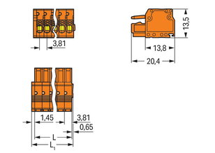 Pružinová svorka Push-in CAGE CLAMP oranžová 1,5mm2 12pól. WAGO 2734-212