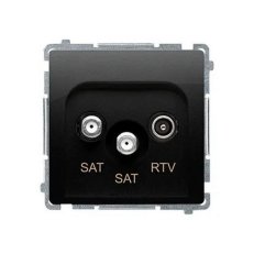 Anténní zásuvka SAT-SAT-RTV dvojitá satelitní útlum:1dB černá matná :3015