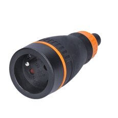 Zásuvka do vlhka, přímá, IP44, černá-oranžová SOLIGHT P68