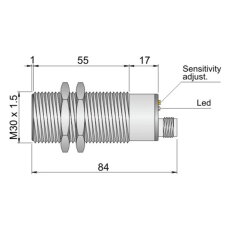 Kapacitní senzor d30 mm AECO SC30SM-C20 PNP NO+NC H