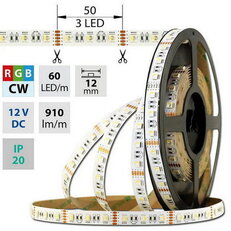 LED pásek SMD5050 RGB + CW, 60LED/m, 19,2W/m, 910lm/m, IP20, DC 12V, 12mm, 5m