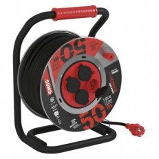 Venkovní prodlužovací kabel na bubnu 50 m 4 zás. černý guma-neopren 230V 1,5mm2