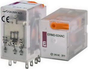 Paticové relé ERM2-024AC, kontakty 2xCO,12A, 24V AC ETI 002473002