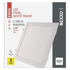 LED vestavné svítidlo NEXXO, čtvercové, bílé, 25W, neutrální bílá EMOS ZD2155