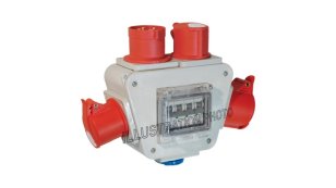 Rozbočná kostka, jištěná, s chráničem, vstup-vývodka M25, výstup-4x230V, IP54