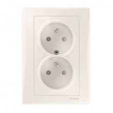Sedna Zásuvka dvojnásobná 2x(2P+PE) s clonkami, Cream SCHNEIDER SDN2800523