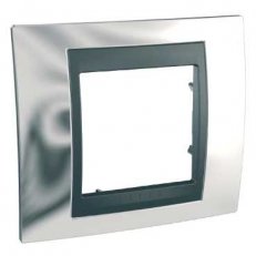 Unica Top Krycí rámeček jednonásobný, Cromo lesk/Grafit SCHNEIDER MGU66.002.210
