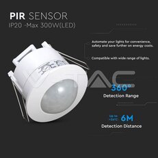 PIR Ceiling Sensor White 360°, VT-8051 V-TAC SKU1356