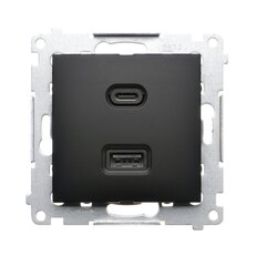 Nabíječka USB 2 násobná, C+A, černá matná, 30W DEC2CAQ.01/49