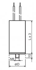 Mot. kondenzátor 30uF kabel 2x0,75 šr.M8