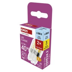 LED žárovka Classic JC, G9, 4,2 W (40 W), 470lm, studená bílá EMOS ZQ9E24.2