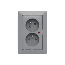 Dvojzásuvka ABB ZONI s clonkami, s přep. ochranou, šedá/bílá 5593T-C02157 141