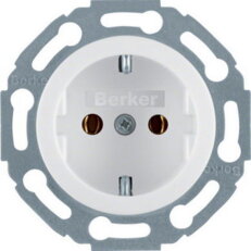 Zásuvka, SCHUKO, 16 A, 250V, bezšroub. svorky, Berker 1930/Glas, bílá, lesk
