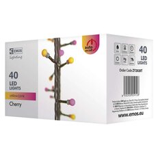 LED světelný řetěz - kuličky, 4m, žlutá/růžová, časovač