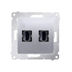 Dvojitá zásuvka HDMI, stříbrná matná metalizované KONTAKT SIMON DGHDMI2.01/43
