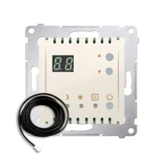 Termostat s displejem, externí senzor teploty, 16(2) A, 230V, vč. čidla, krémová