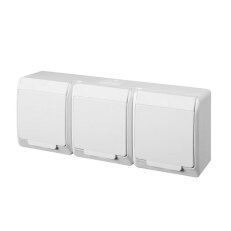 GALATEA IP44 Zásuvka 3x 2P+PE SCHUKO 3-nás. vodorovná (bílá) FAMATEL 5326-02