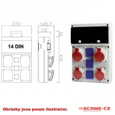 SCAME Zásuvková rozvodnice s chráničem 632 1x32A/4p, 1x16A/4p, 5x230V