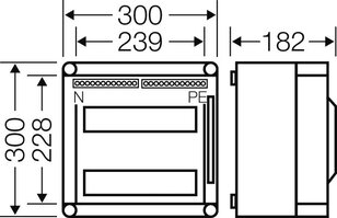 Mi-Jističová skříň, 24 modulových jednotek, odklápěcí víko HENSEL MI 1220