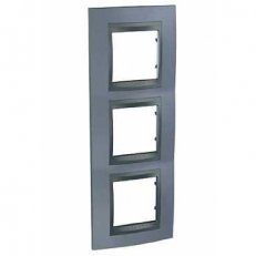 Schneider MGU66.006V.297 Krycí rámeček Top trojnásobný vert., Metal grey/grafit